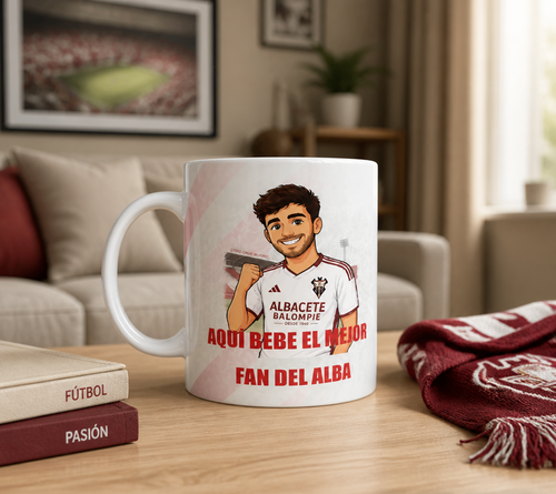 Taza Albacete Balompié - Aquí Bebe el Mejor Fan del Alba