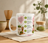 Taza Mamis Matcha personalizada con ilustraciones de té matcha y mensajes inspiradores para regalar a mamá